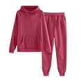 thumbnail image 2 of XIMIN Boys Girls Athletic Matching Set, 2 Piece Tracksuit with Hooded Sweatshirt and Joggers, Jogging Sweatsuit (Hot Pink, 11-12 Years), 2 of 9