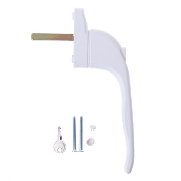 JUNTEX UPVC White Universal Espag Window Handle - Key Locking For Double Glazing