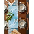 thumbnail image 5 of Hokiten Table Runners 48 Inches Long Dress Scarves, Ocean Farmhouse Kitchen/Dining Table Runner, Short Coffee Tablerunners, Summer Sandy Beach Blue Sky Coastal Waves 13x48 Inch, 5 of 7
