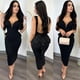 thumbnail image 3 of Vestidos sexis ajustados midi con escote en V pronunciado, espalda descubierta, lazo y volantes para mujer, vestidos elegantes para fiestas nocturnas, vestidos de fiesta de celebridades para discoteca, 3 of 5