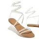 thumbnail image 1 of Sandalias de gladiador con cordones y diamantes de imitación para mujer, zapatos planos de playa de verano con tiras en el tobillo y purpurina romana., 1 of 2