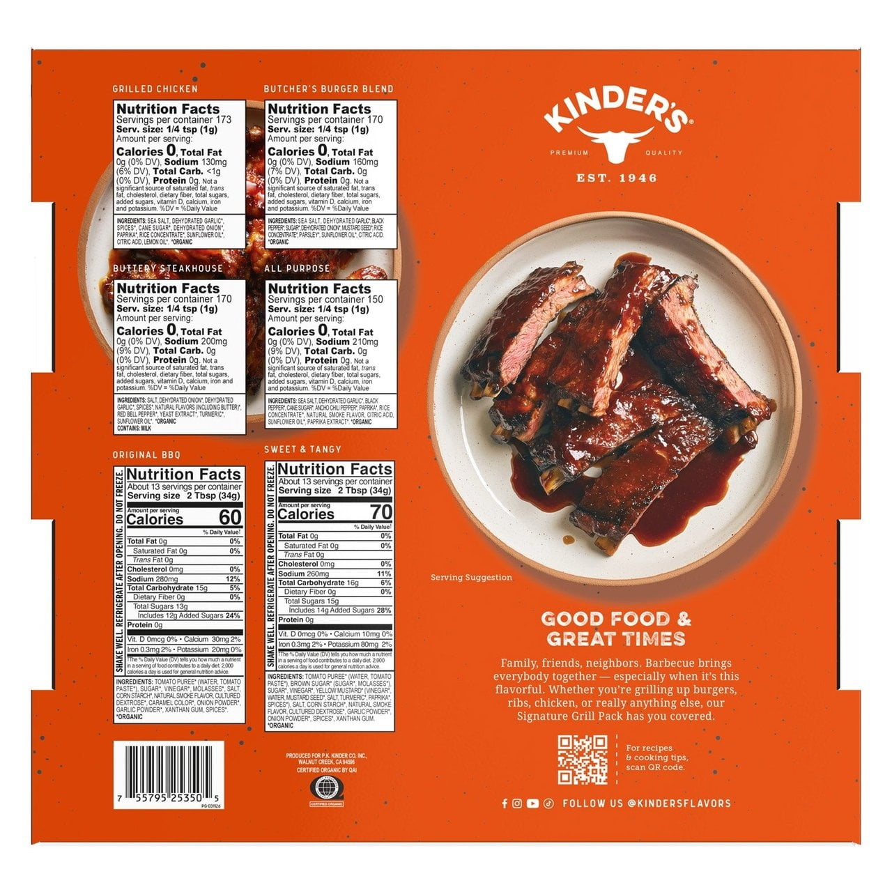 Kinder's Organic Signature Grill Variety Pack, 54.4 Ounce