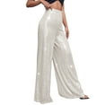 thumbnail image 4 of SLADYGLO Women Sequin High Waist Stretchy Wide Leg Streetwear Long Pants, 4 of 7