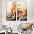 thumbnail image 1 of Designart "Abstract Mountain Landscape Illuminated by Full Moon I" Abstract Landscape Framed Wall Art Set Of 2 - Modern Gold Framed Canvas Set For Living Room Decor, 1 of 6