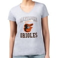 thumbnail image 4 of Women's G-III 4Her by Carl Banks Heather Gray Baltimore Orioles Super-Slim Fit Lightweight Team Logo Graphic V-Neck, 4 of 5