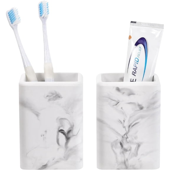 Luxspire Toothbrush Holders 【2 Pack】, Fast Drying Toothbrush Holders for Bathroom, Diatomite Toothbrush Cups Electric Toothbrush and Toothpaste Holder for Bathroom Countertop, Marble