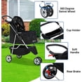 thumbnail image 3 of Dkelincs 3 Wheel Dog Stroller Folding Pet Stroller Travel Dog Carriers for Small Dogs with Free Pad & Cup Holder, Black, 3 of 7
