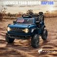 thumbnail image 2 of 12V Powered Ride on Car, Ford Bronco Raptor Ride on Toys with Remote Control, Battery Powered Ride on Trucks with Bluetooth Music, LED Light, Kids Car Electric Vehicle for Boys Girls Gifts, Blue, 2 of 8