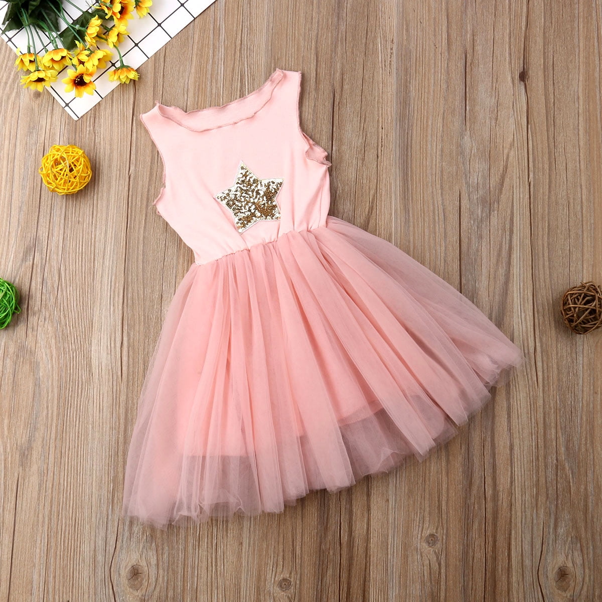 Toddler Baby Girls Tutu Dress Sleeveless Tulle Skirts Dress Princess Dress Sundress 