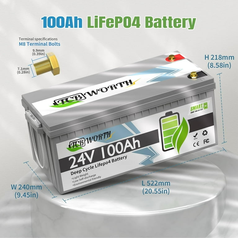 ​【2個セット】TCBWORTH リン酸鉄バッテリー 24V100Ah新品＋中古 TCBWORTH 24V 100Ah Lithium Battery, Bluetooth Monitoring, Deep