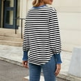 thumbnail image 4 of Bpmpbo Women's Long Sleeve Shirts 2025 New V-neck Button Color Striped T Shirts Pullover Casual Tops Comfortable Breathable Athletic Clothes Irregular Hem Clearance, 4 of 8