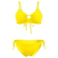 thumbnail image 4 of Women's Triangle Bikini Set Tie Front Top Two Side Tie High Waist Bottom Two Piece Swimsuit For Beach(Yellow,S), 4 of 6
