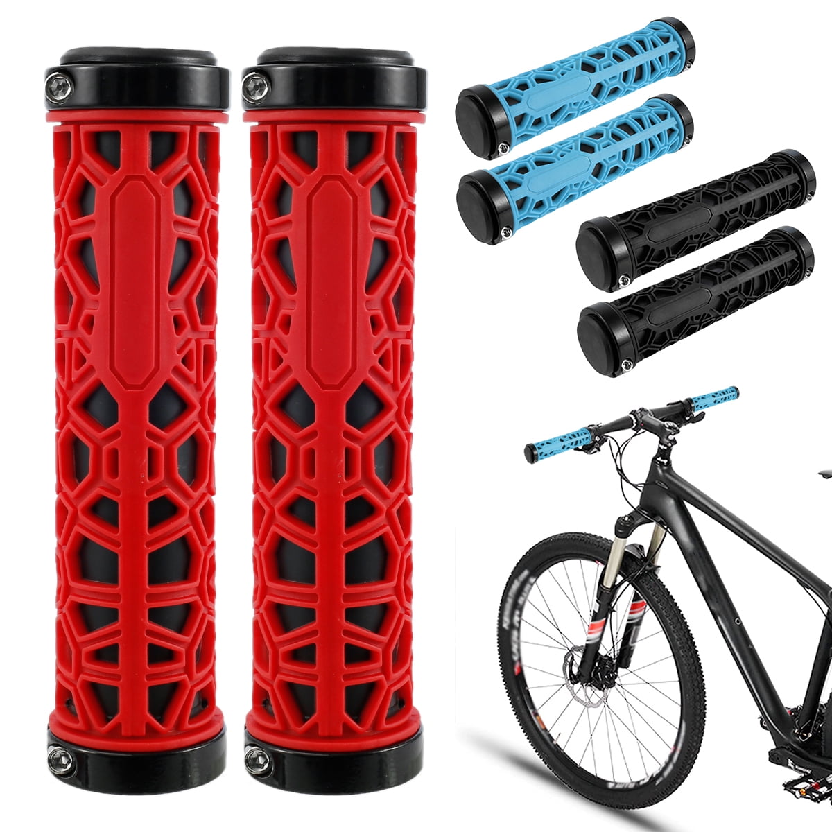 MTB Mountain Bike Grips Bicycle Cycling Double Lock on Handle Bar Rubber Grips 