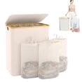 thumbnail image 1 of Cesto para Ropa Sucia de, 160L - Cesta de Lavandería Plegable Con 3 Bolsas Extraíbles, Gran Capacidad para Almacenamiento Ideal para Lavadero Dormitorio Y Baño Bolsas para Colada Extraíbles, 1 of 7