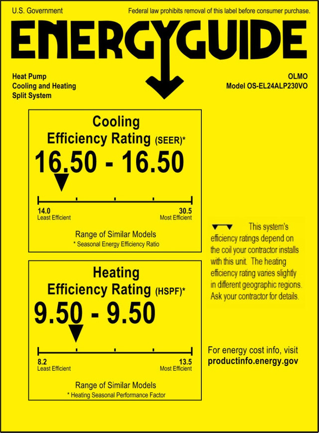 OLMO 24000 BTU/H Ductless Mini-Split Heater and Air Conditioner, Covers 1500 Sq Ft