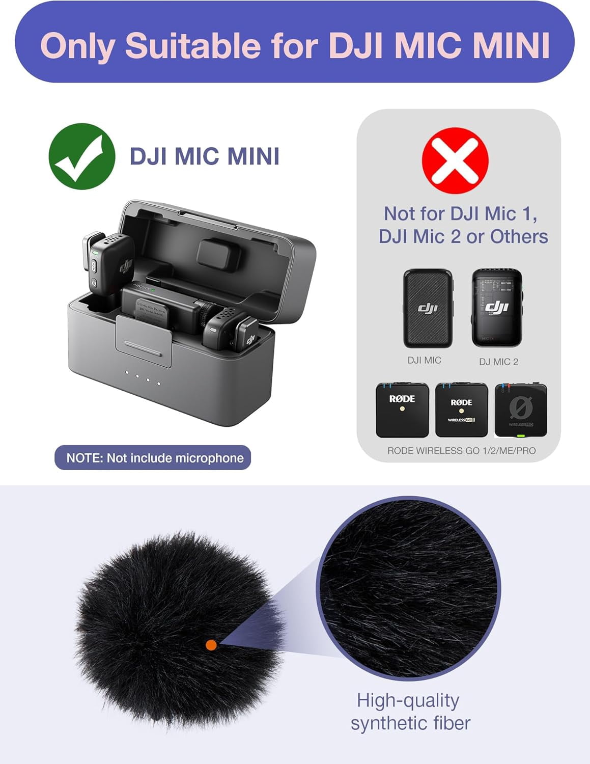 Lot De 2 Pare-Brises Pour DJI Mic - Réduction Du Bruit Du Vent Et Protection