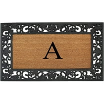 A1 Home Collections Rubber Coir Doormat Outdoor Entrance Floor Entryway Mat, Beige/Black, 23"x 38"