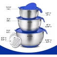 thumbnail image 4 of Mixing Bowls with Lids Set of 3, Stainless Steel Nesting Bowls with Blue Airtight Lids, Non-Slip Base, Graters & Handle - Prep, Mixing, and Food Storage Bowls, 4 of 7