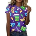 thumbnail image 1 of PMUYBHF T-Shirt Décontracté Mode Femme Col Rond Manches Courtes Imprimé Couleur 1172 m, 1 of 4