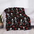thumbnail image 3 of Honeii Skeleton with Roses print throw blanket, crafted from cozy cotton flannel, offers versatile home decor as a bedding suitable for all seasons.-, 3 of 6