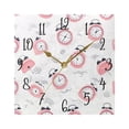 thumbnail image 5 of WOBOGO A Pattern Of Pink Alarm Clocks Wall Clock 7.78 Inch Battery Operated Silent Unit Square Rustic Vintage Style for Home Bedroom Office Black Pointer, 5 of 8