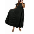 thumbnail image 3 of Women'S Pleated Church Maxi Dresses Summer Casual Short Sleeve Crew Neck Flowy Loose Long Sundresses Black L, 3 of 7