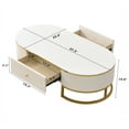 thumbnail image 2 of Harper & Bright Designs Gold Oval Coffee Table with Drawers, Modern White Curved Center Table with Gold Frame for Living Room, 2 of 14