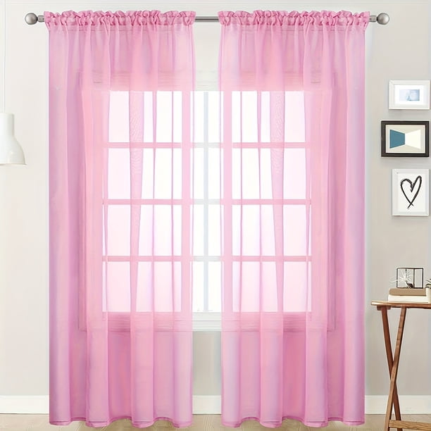 XmhyTop-A Cortinas de color liso, 2 piezas, 100 x 130 cm, para ventana, sala de estar, dormitorio y decoración del hogar, color rosa