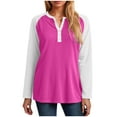 thumbnail image 7 of UngA Womens Tops Women's Long Sleeve T-Shirt Side Split Tunic Tops for Leggings Loose Crewneck Sweater Hot Pink,XL, 7 of 7