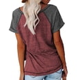 thumbnail image 2 of IWEMEK Women Shirts Fashion Summer Baseball Tees Color Block Short Sleeve Tops Loose Fitting Baggy Winered Tshirts 2025, 2 of 4