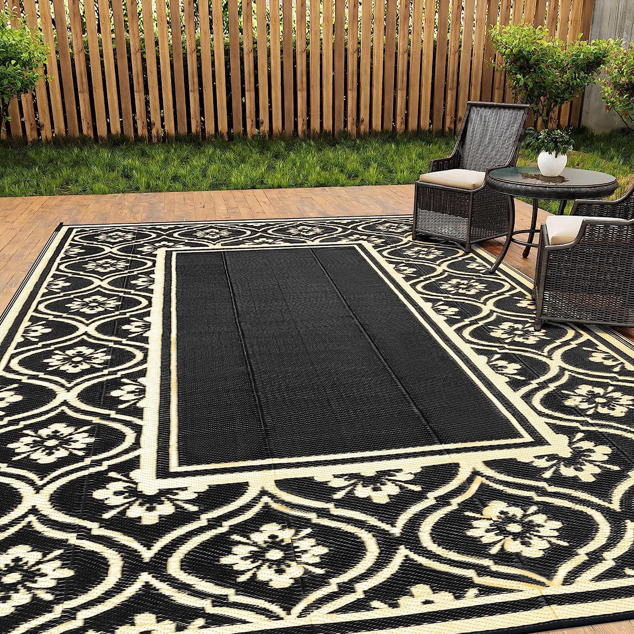 HUGEAR Outdoor Rugs Clearance 5'x8' Waterproof Patio Rugs Area Rugs ...