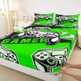 thumbnail image 4 of Erosebridal Boys Gamer Queen Sheet Sets, Video Game Controller Bed Set, Green, 1 Flat Sheet, 1 Fitted Sheet and 2 Pillowcases, 4 of 5