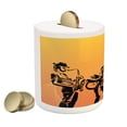 thumbnail image 2 of Jazz Music Piggy Bank, Silhouette of Jazz Quartet Performing on Stage Acoustic Passion Old Style Art, Ceramic Coin Bank Money Box for Cash Saving, 3.6" X 3.2", Mustard Black, by Ambesonne, 2 of 4