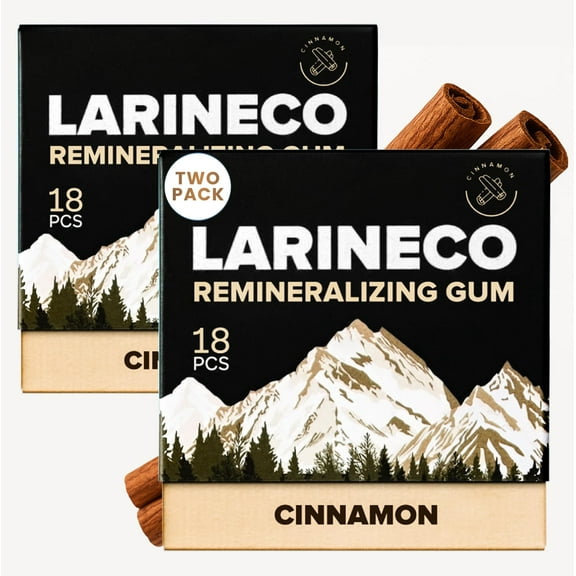 Larineco Remineralizing Gum with Nano Hydroxyapatite & Xylitol – Sugar-Free Cinnamon Xylitol Gum – Plastic-Free, Dye-Free, Aspartame-Free – Natural Base – 36 Pieces, Cinnamon