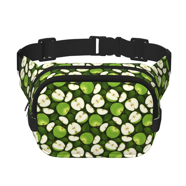 Disketp Green Fruit Riñonera de Doble Capa, Bolsa de Cintura Ajustable para Viajes, Correr y Senderismo, Riñonera Ligera para Hombre y Mujer