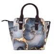 thumbnail image 3 of Single Shoulder Bag Rivet Bag 7.48×7.48×3.94in Removable Shoulder Belt Can Be Held Or Diagonal Across A Variety Of Matching Styles Dark Grey And White Gold Marble, 3 of 6