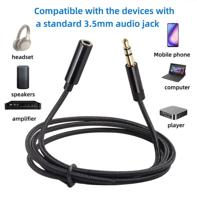 Computer Laptop Phone Tablet Portable Audio Extension Cable Sound 3.5mm Male to Female Adapter Conversion Connector Sound Equipment 0.5m