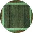 thumbnail image 1 of Ahgly Company Indoor Round Abstract Turquoise Blue Modern Area Rugs, 7' Round, 1 of 4