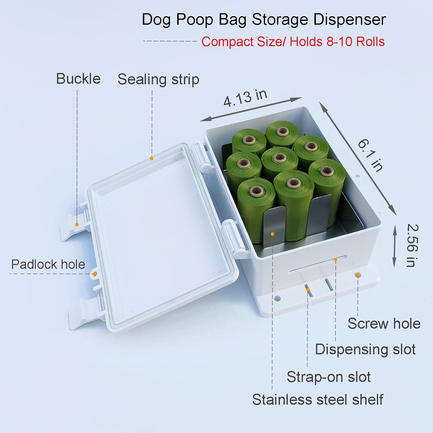 2 Poop Bag Dispensers + 1 Mini Trash Can + 10 Rolls + 1 Trash Bag Roll