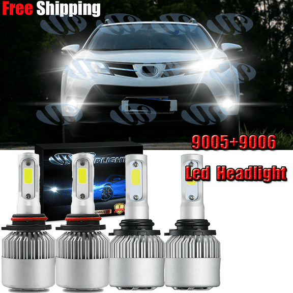 4x 9005 9006 Combo LED Headlight Bulbs High Low Beam Kit for 2013-15 Toyota Rav4