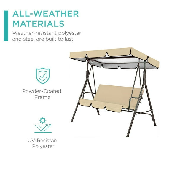 Housse de Siège de Balançoire Imperméable Ombre Solaire Auvent Jardin Extérieur Patio Porche Hamac Protection contre la Poussière Beige