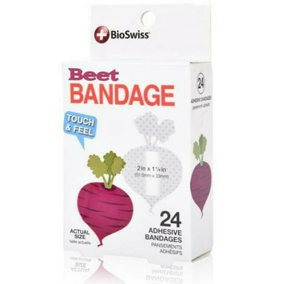 BioSwiss Novelty Bandages Self-Adhesive Funny First Aid, Novelty Gag Gift 24pcs (Beets)