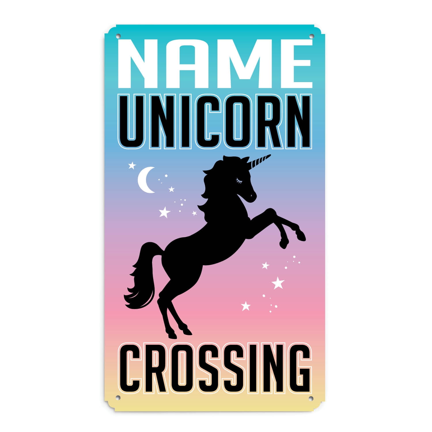 Personalized Unicorn Crossing Metal Wall Sign