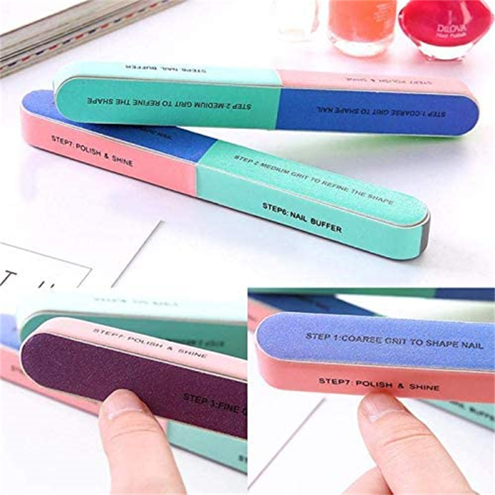 3er Set Nagelfeilen Mit 7 Oberflächen – Für Maniküre & Pediküre, Frosted Band, Professionelle Nagelpflege