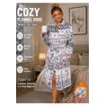 thumbnail image 2 of Women's Flannel Bath Robe Fair Isle Print Belted Fleece House Coat with Pockets Warm Loungewear Sleepwear M Grey, 2 of 8