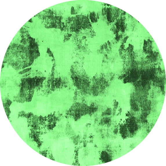Ahgly Company Indoor Round Abstract Emerald Green Modern Area Rugs, 8' Round