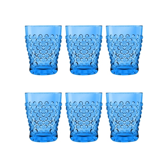 Hobnail Acrylic Drinking Glasses - Cobalt Blue - 14 oz - Set of 6