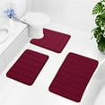 thumbnail image 3 of Buganda Memory Foam Bath Mats Soft Absorbent Bathroom Rugs 20" x 30", Wine Red, 3 of 9