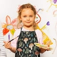 thumbnail image 2 of Brown Mushroom Flower Black Pattern Kids Aprons for Girls and Boys,Adjustable Neck Strap Toddler Aprons for Kids Cooking Baking, 2 of 6