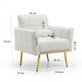 thumbnail image 7 of High Backrest Accent Chair, Modern Tufted Teddy Fabric Armchair with 1 Waist Pillow, Comfy Leisure Chair with Metal Trim and Gold Legs, Single Sofa Chair for Living Room Bedroom Apartment, White, 7 of 7